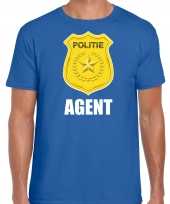 Agent politie embleem carnaval t shirt blauw heren