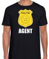 Agent politie embleem carnaval t shirt zwart heren