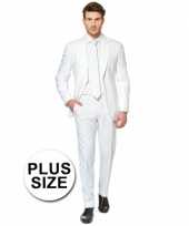 Big size heren kostuum wit