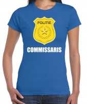 Commissaris politie embleem carnaval t shirt blauw dames