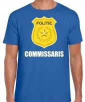 Commissaris politie embleem t shirt blauw heren